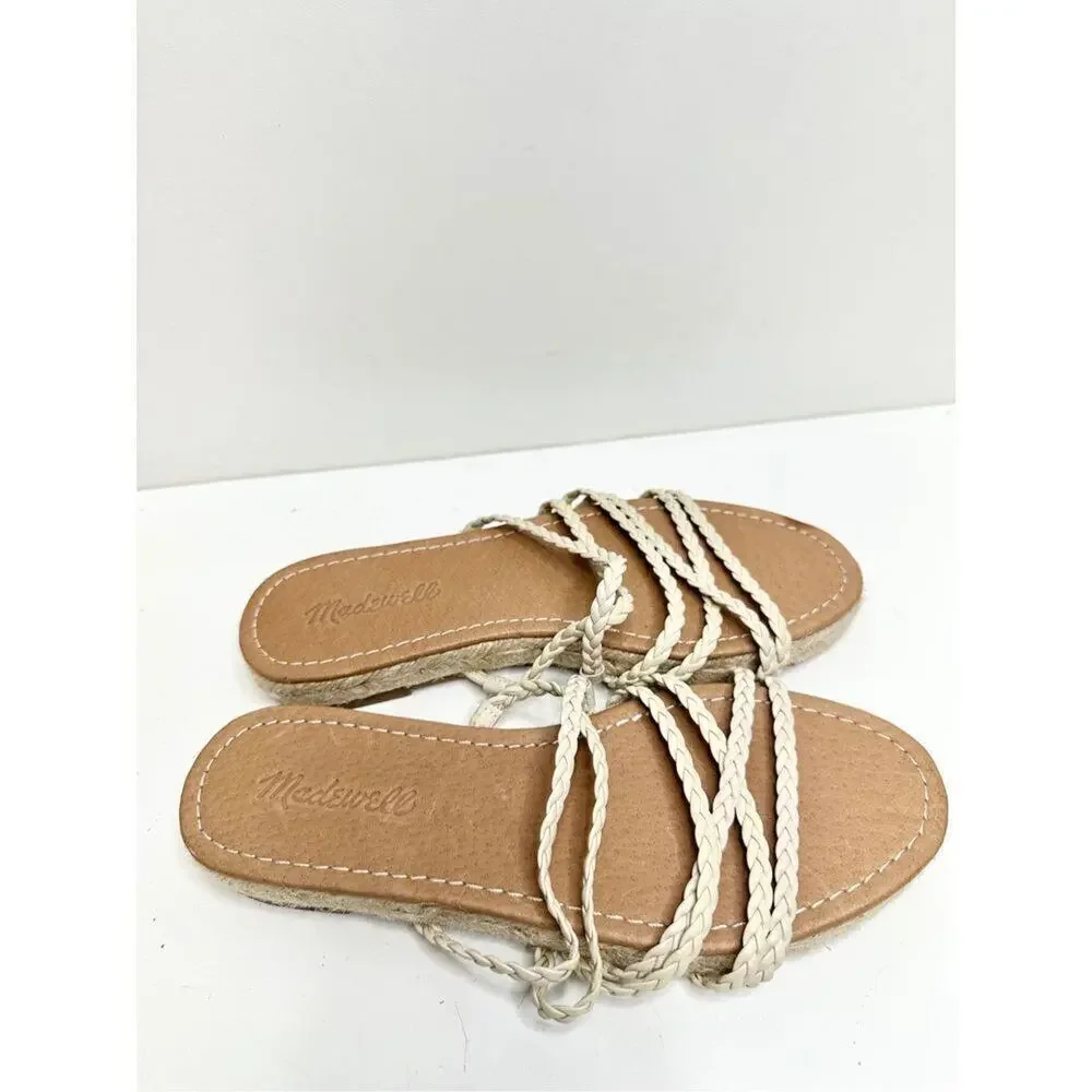 Madewell Sandals Womens Size 7 Braided Leather Espadrille Slip‎ On Slide Shoes